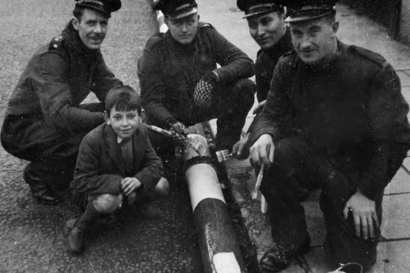 Canadian firemen in Southsea
Tom Johnstone, second from the right with the station mascot Edward Andrews. Is he still with us?