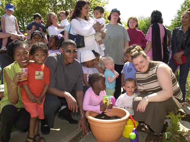 Ex Wednesday player Carlton Palmer officially opened the new sunflower room at Burngreave Young Childrens Centre, Catherine Road, Burngreave and to mark the occasion he planted some sunflower seeds with the children in 2002