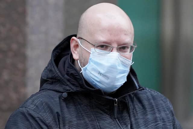 Pictured outside Sheffield Crown Court is stepfather Craig Hewitt, aged 42, of Walkley Road, Walkley, Sheffield, who together with his wife Lorna Hewitt pleaded not guilty to falsely imprisoning her 22-year-old son Matthew Langley in an attic bedroom of their family home and neglecting him during a seven-month period.