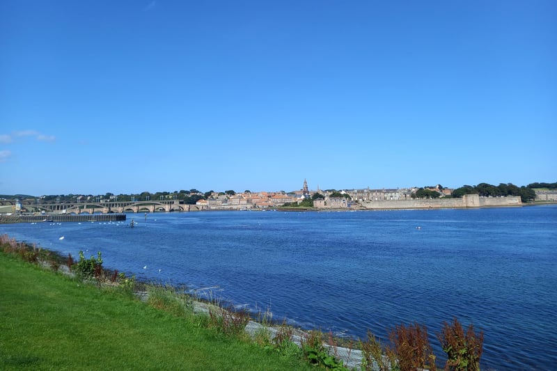Blue skies over Berwick, viewed from the south side of the Tweed.