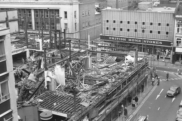 The demolition of Blacketts, pictured in June 1978. Pauline Charleton said: "Blacketts with the creaky floors, very old fashioned lifts and money flying through the shop in glass containers."