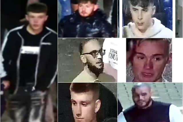 South Yorkshire Police want help to identify these seven men. Officers believe they may hold vital information about a mass brawl on Carver Street in Sheffield city centre