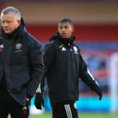 Sheffield United manager Chris Wilder (left) and Rhian Brewster before the Premier League match at Bramall Lane, Sheffield.
