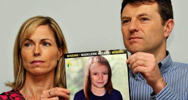 Kate and Gerry McCann with an age progression photo of their missing daughter, Madeleine (Pic: PA)