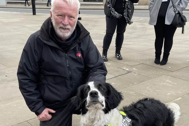 Robert Smith, a dog search handler and trainer at Wagtail, and Molly, a detection dog, gave a demonstration on how they sniff out criminals.