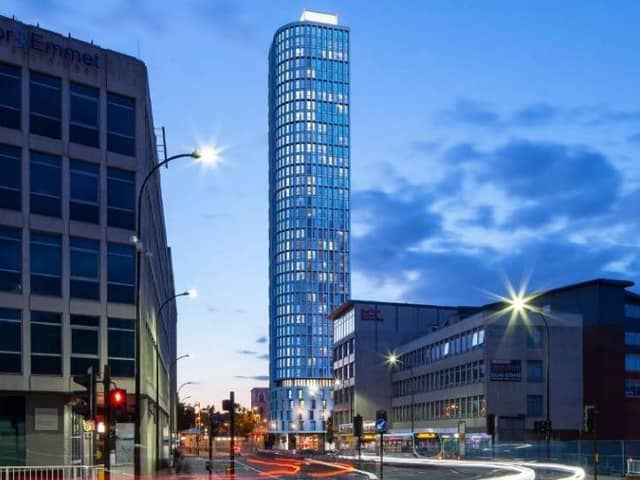 How the proposed 40-storey Kings Tower on High Street in Sheffield city centre would look. Photo: hodder+partner/CJS7 Ltd/SFGE Properties Ltd