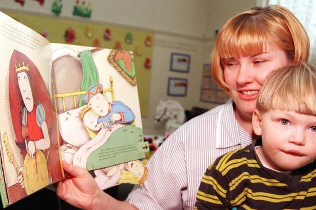 Doncaster College's Sun Nursery in 1999. Elizabeth Burnip with her two year old son Taylor, from Bentley.