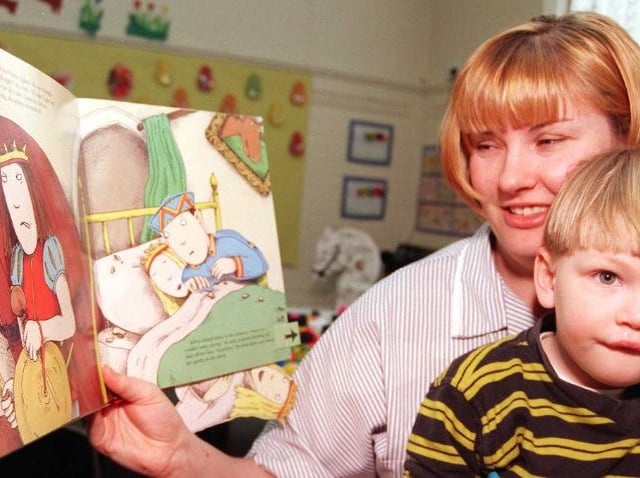 Doncaster College's Sun Nursery in 1999. Elizabeth Burnip with her two year old son Taylor, from Bentley.