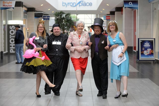 A charity fashion show was held in the 2017 Volunteer Week in Seaham and  Mayor Sonia Forster was pictured with volunteers dressed as characters from Alice's Adventures  In Wonderland.