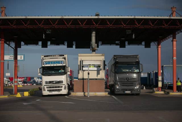 Lorries arriving from France.  (Photo by Matt Cardy/Getty Images)