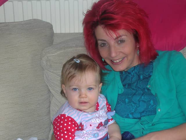 Then: NSPCC Sheffield's Helen Westerman with her young daughter, Miri
