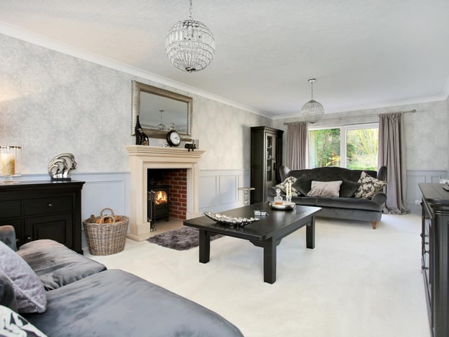 The lounge has a great fireplace.