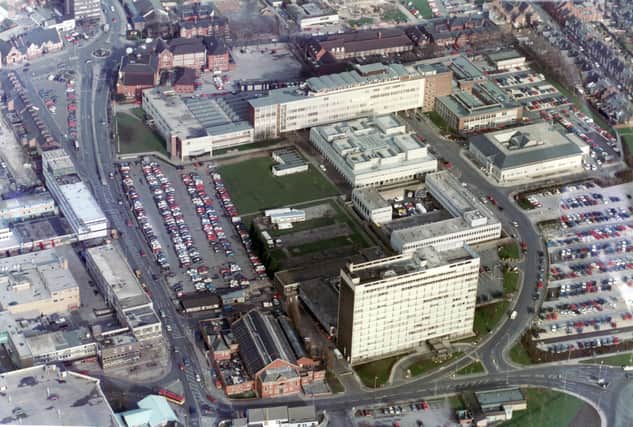 Aerial picture of Doncaster
Waterdale showing the Doncaster College, Doncaster Magistrates Court, Doncaster Police Station and the former Council House