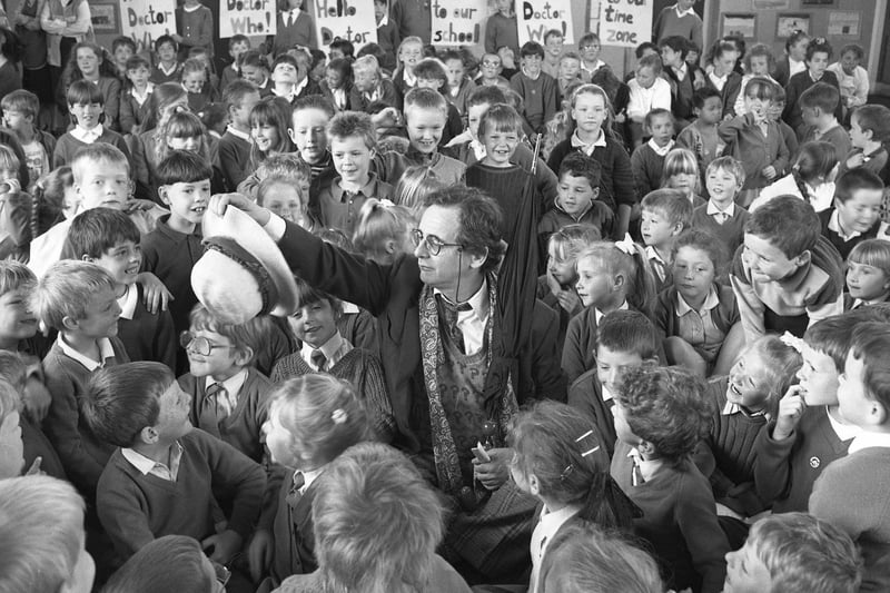 'Dr Who' Sylvester McCoy paid a visit to Dame Dorothy Primary School in May 1990. Were you in the picture?