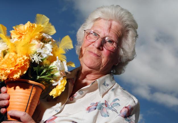 The Bentley Horticulture Show took place in October 2007. Shirley Alton shows off her silk flowers.