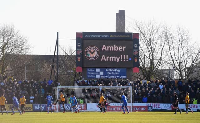 NEWPORT, WALES - JANUARY 07: A general view of the action during The Emirates FA Cup Third Round match between Newport County and Leeds United at Rodney Parade on January 7, 2018 in Newport, Wales. (Photo by Stu Forster/Getty Images)