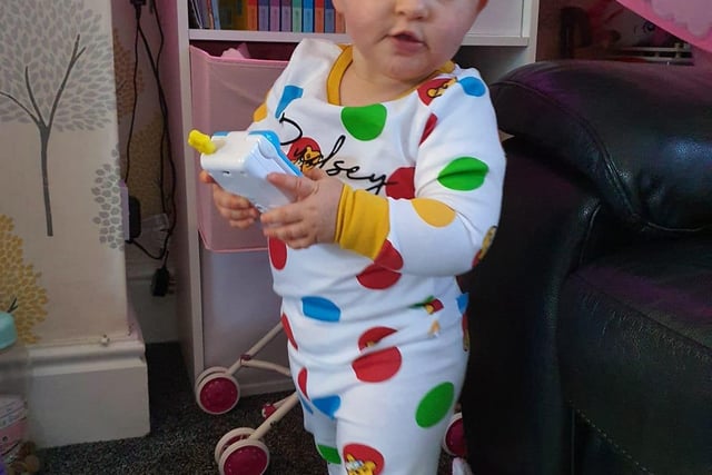 Sophie Foster shared a photo of her 18-month-old baby daughter Ava Jane Green with the caption 'my own little pudsey'.