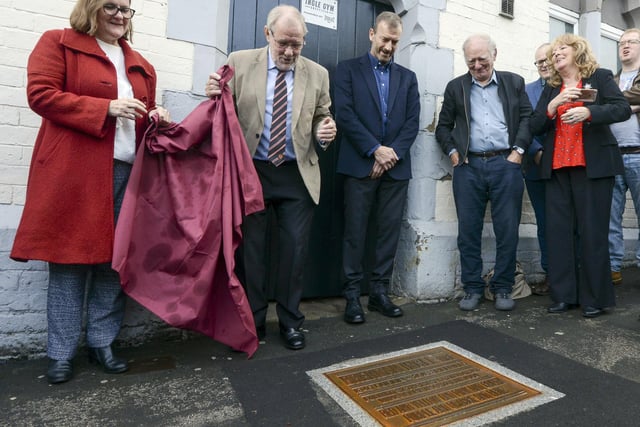 Unveiling of a plaque to Brendan Ingle outside the Ingle Gym in Wincobank in 2019