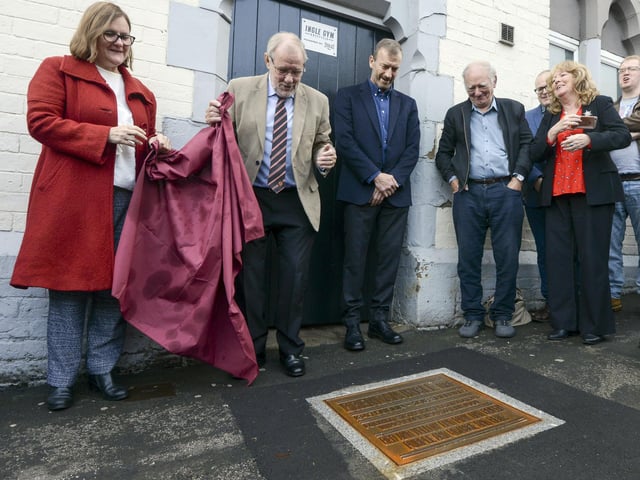 Unveiling of a plaque to Brendan Ingle outside the Ingle Gym in Wincobank in 2019