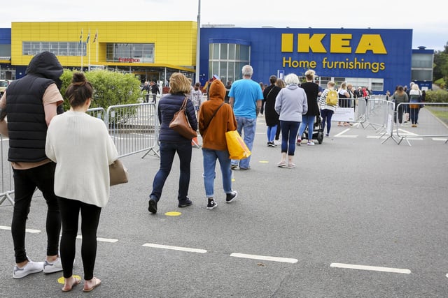 Hundreds of shoppers queued from 6.30am as IKEA stores reopened in Scotland for the first time in three months.