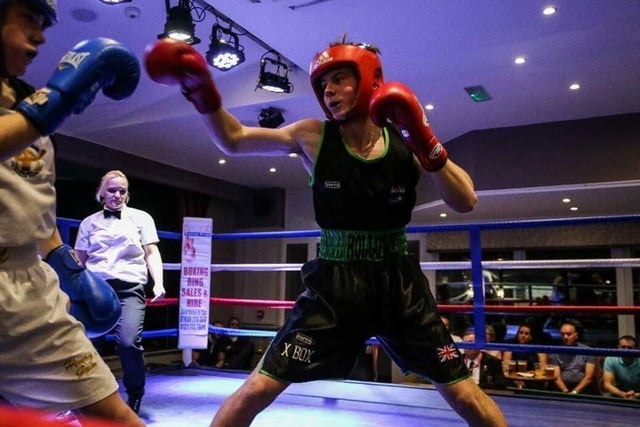 Elliot Holloway of X Box Boxing Academy during a fight.