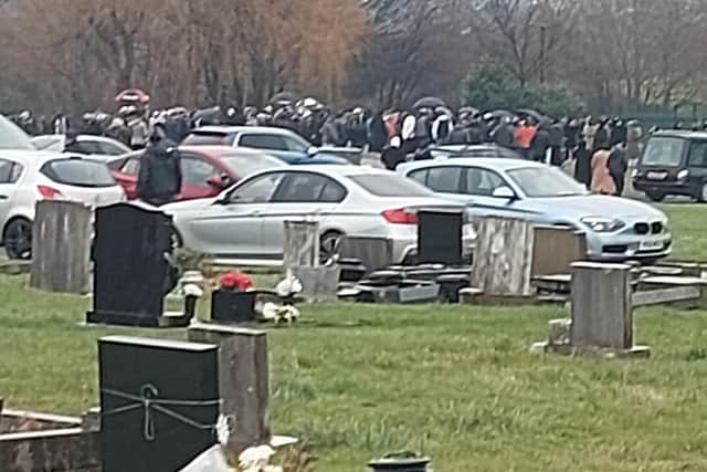 This picture sent in by a concerned reader shows a large group of people who don't appear to be following social distancing rules at Shiregreen Cemetery.