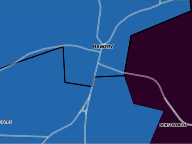 Bawtry, Austerfield and Hayfield - down 55.6%