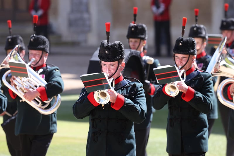 The Rifles Band playing in the Quadrangle ahead of the funeral which started following a national minute silence at 3pm.