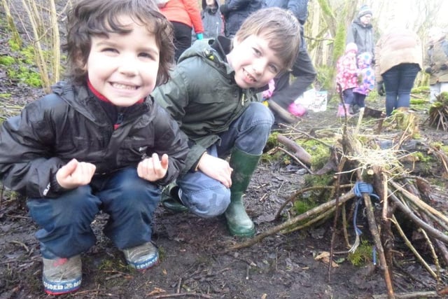 Youngsters learnt how to make dens and bug hotels during a half-term event at Millers Dale, organised by Derbyshire Wildlife Trust in 2017