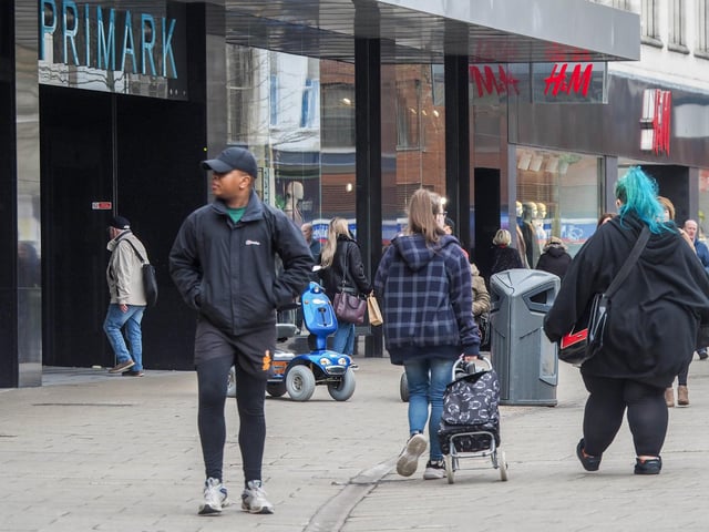 Shoppers in Commercial Road, Portsmouth, on March 20, ahead of the lockdown began.