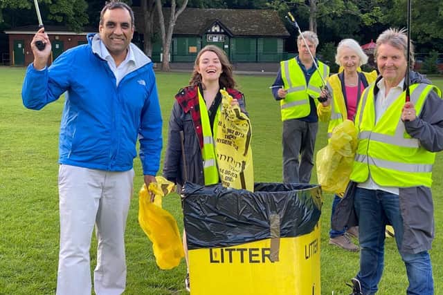 Cllr Mohammed on a litter pick with volunteers.