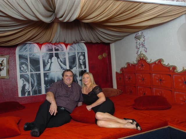 Sheffield’s former La Chambre swingers club is still receiving hundreds of enquiries – two years after its Attercliffe site closed. Owners Barry and Marie Calvert are pictured in one of the rooms during its heyday