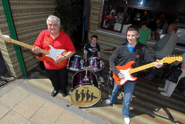 The Foot Tappers pictured 13 years ago as they performed one of their trademark Shadows tunes.