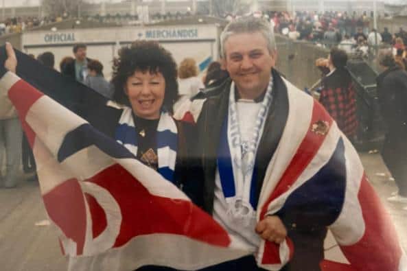 Carole Slack and her late husband Bill at Wembley in 1993.