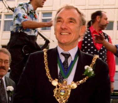 Lord Mayor of Sheffield Councillor Peter Price was invited to join the first birthday celebrations of the supertram in 1996