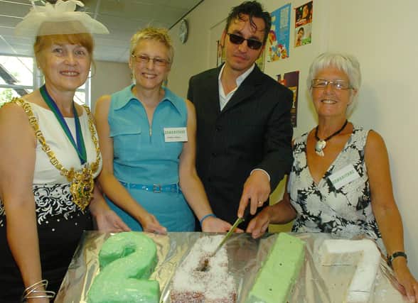 Mayoress Cllr Jackie Drayton, Averill hazell, Richard Hawley and Isobel Blincow at the opening of the new Samaritans Centre on Queens rd in Sheffield in 2006