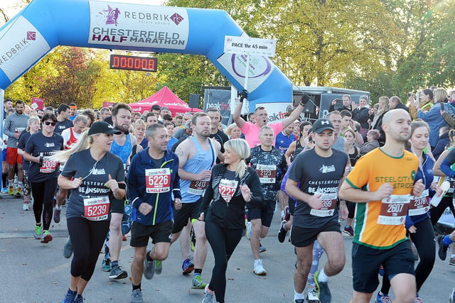 The half marathon runners set off. Can you spot a familiar face in our Chesterfield Half Marathon gallery?