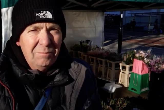 Flower seller Andrew Millard says takings are 75 per cent down at Moorfoot compared to The Moor.