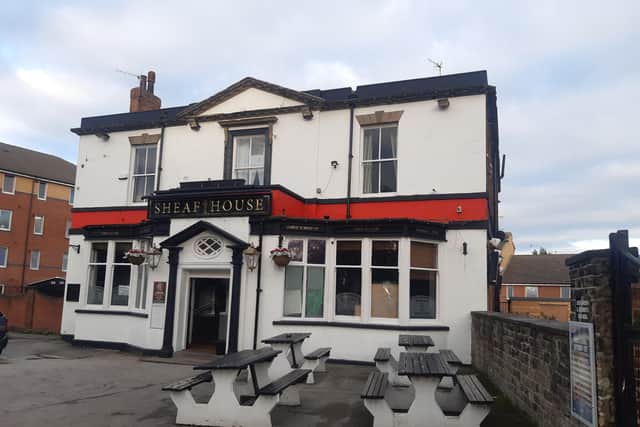 The Sheaf House pub on Bramall Lane, Sheffield, where landlord Mark Rainey said windows had been smashed by Birmingham City fans who got off a coach outside