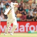 Joe Root of England bats during day two of the Fifth Test in the Ashes series between Australia and England at Blundstone Arena on January 15, 2022 in Hobart, Australia (photo by Robert Cianflone/Getty Images).