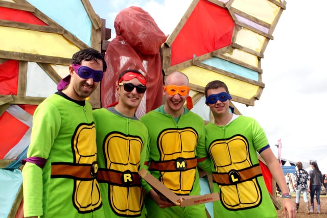 The Teenage Mutant Ninja Turtles making an appearence at the Y Not Festival 2014