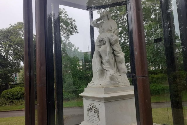 This statue in Mowbray Park commemorates the disaster in nearby Victoria Hall, where 183 children were crushed to death in 1883. In 2002 it was restored and relocated from Bishopwearmouth Cemetery.