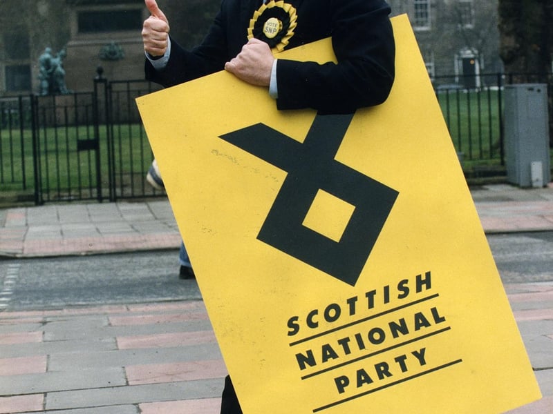 Alex Salmond, the leader of the Scottish National Party in Edinburgh's Charlotte Square in 1996.