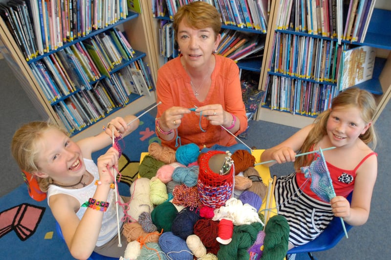 Fancy a spot of knitting? Jessica Mews, Anne Cuskin and Hannah Wiegmann did at the Central Library in South Shields in 2012.