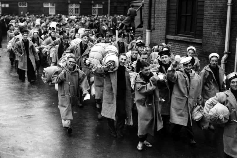 24th November 1941:  Survivors from the British naval ship the Ark Royal arrive in England.  (Photo by Keystone/Getty Images)