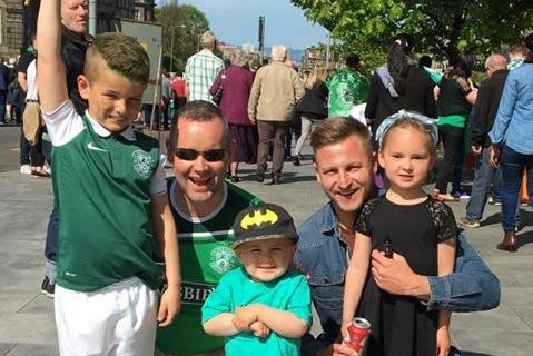 Scott Kennedy and his family hail the Hibees at the victory parade