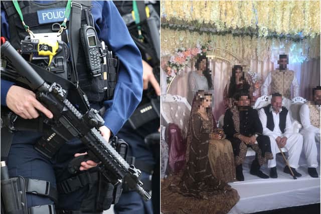 The wedding was stormed by armed police