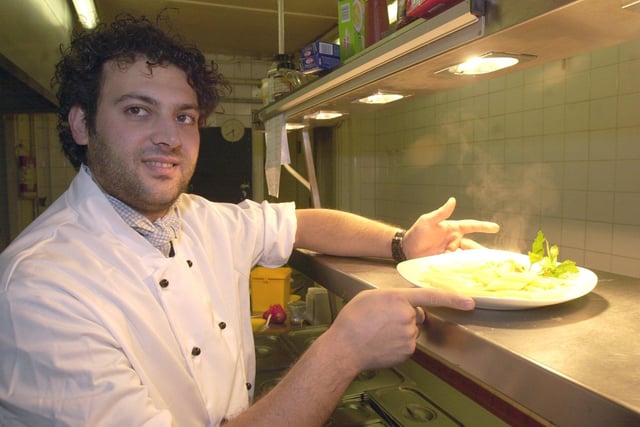 Owner Mario Masia in the kitchen at Maso Italian restaurant, on Surrey Street, Sheffield, in December 2001