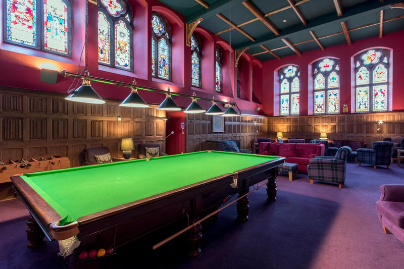 The cavernous Club Lounge features a full size snooker table.