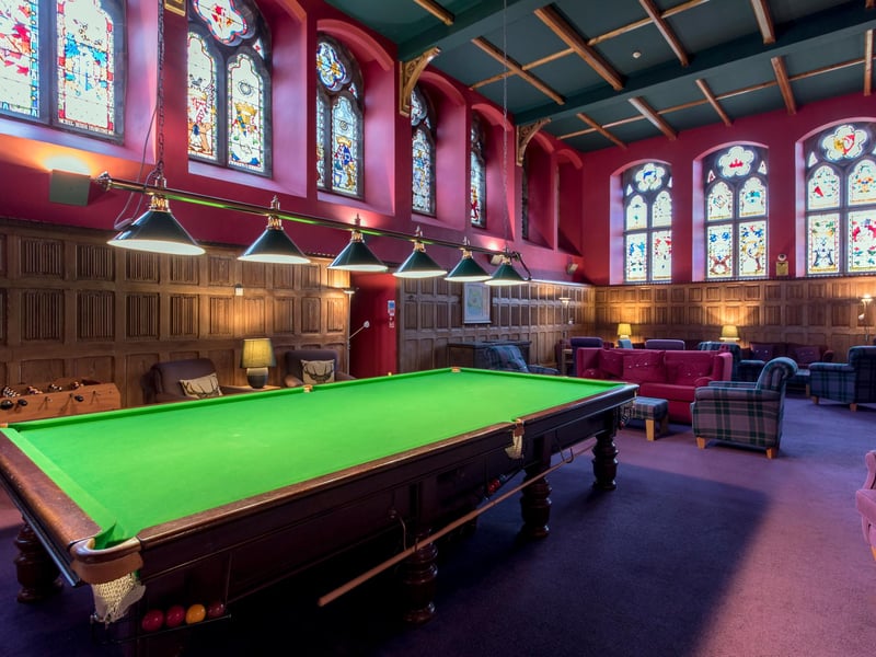 The cavernous Club Lounge features a full size snooker table.